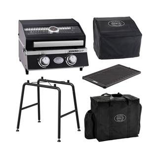 Outlet-Pries 397,75€ - BBQ Portable Videro G2-P (50 mBar) + Grillplatte, Ständer, Tragetasche, Schutzhülle