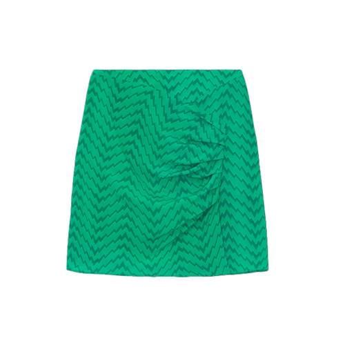 Short draped skirt print ZIGZAG GREEN