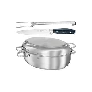 Oval Roaster ELEGANCE with Non-Stick Coating Lid + Carving Knife TRADITION + Carving Fork | outlet price € 141,95 | RRP € 203,90