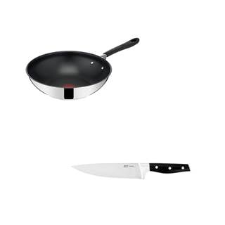 Tefal Jamie Oliver wok pan 28cm with Jamie Oliver cooking knife 20cm | RRP € 169,98