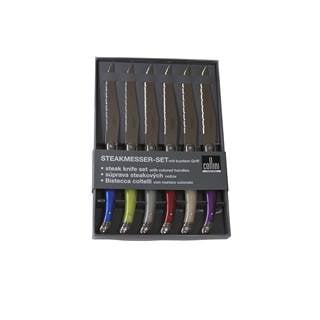 Steak knife set 6 pieces with colorful handles "Collini", stainless steel, dishwasher safe | RRP € 15,70 | Outlet price € 10,99