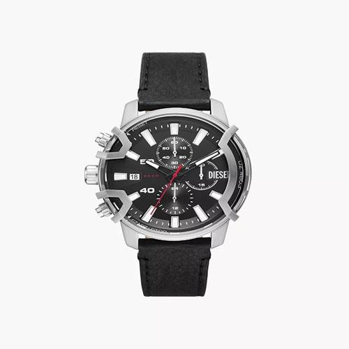 Diesel Griffed Men's Chronograph Black Leather Watch - DZ4603 